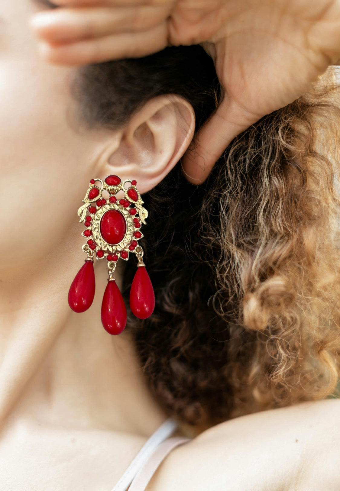 Pendientes lágrimas Rojo