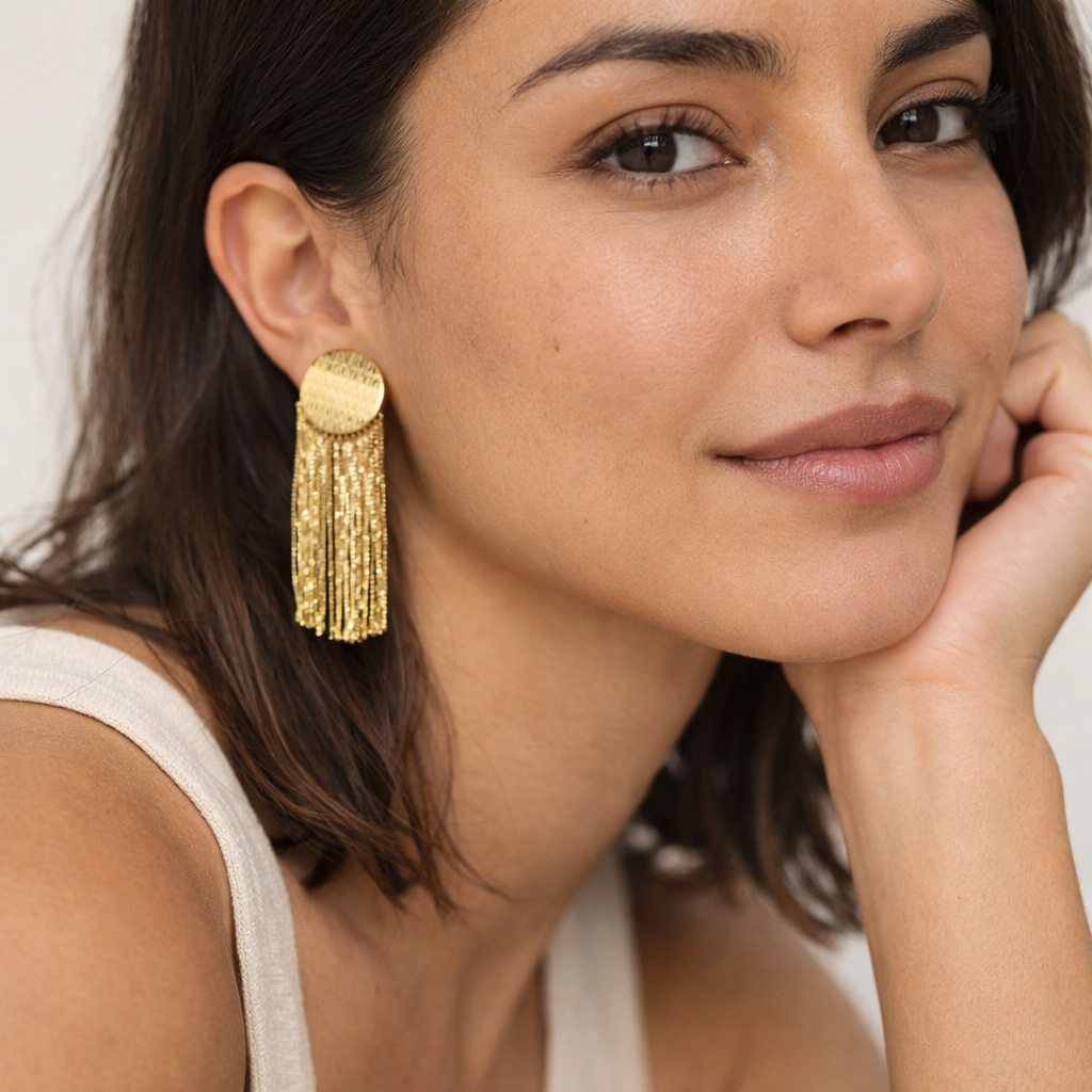 Pendientes flecos Gold